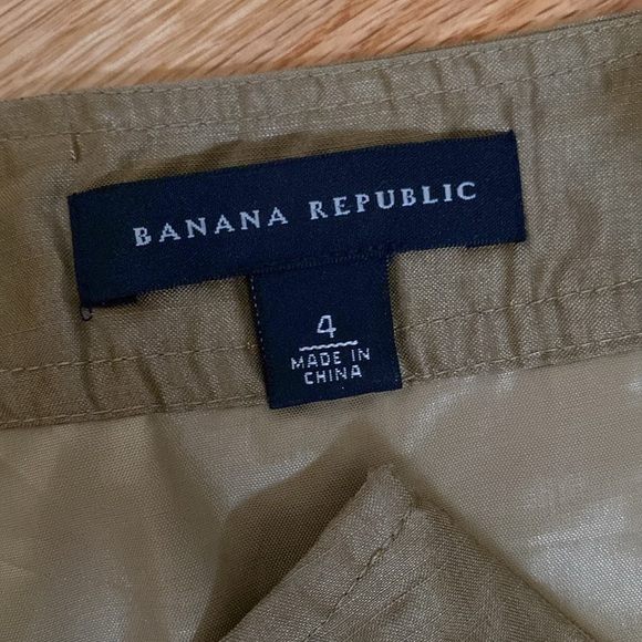 Banana Republic 100% Silk Midi Skirt Womens 4 gathered ruffles Champaign beige - Picture 7 of 12